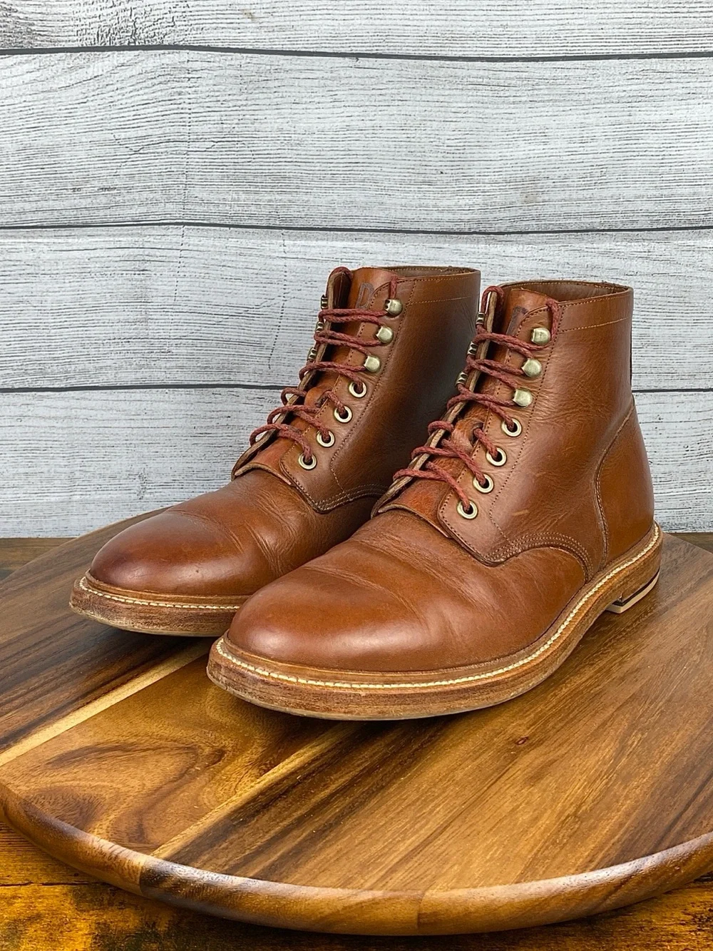 Grant Stone Diesel Saddle Tan Leather Plain Toe Boot Men’s Size 10 D